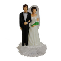 Cake topper Bridal Couple Plastic with Tulle 12cm