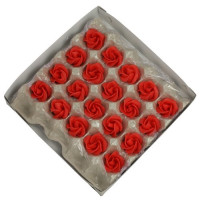 Marzipan roses 5 leaves 35mm 10 pieces, Red Luxury