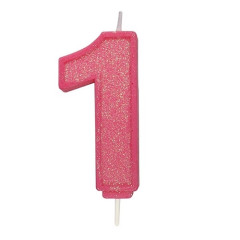 Culpitt Number candle #1 Pink with Glitter