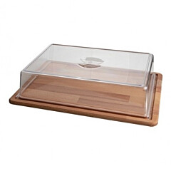 Cake Plate Rectangle Wood with Cap