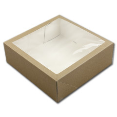 Cake box with window 26x26x9cm. Kraft 50pcs