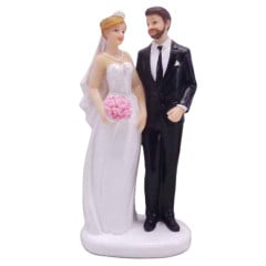 Cake topper Bridal Couple with Bouquet Polystone 13.5cm