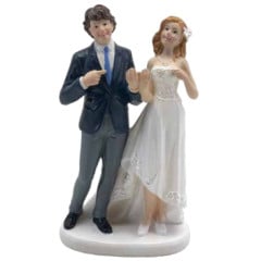 Cake topper Bridal Couple with Rings Polystone 13.5cm