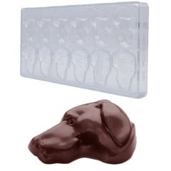 Bonbon mould Chocolate World dog head (12x) 40x57x10mm