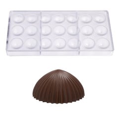 Bonbon mould Chocolate World Half Globe Plisse (21x) 30.5x16mm