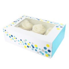 Culpitt Cupcake Box 6/12 Confetti Teal (tray-window) 20s