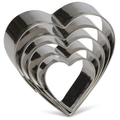 Patisse Cutters Heart stainless steel 5-piece