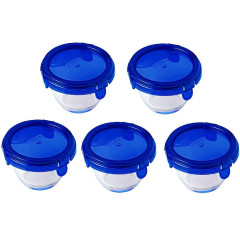 Pyrex Storage Bowls with Lid Round 0.2L (Ø11x6cm) Set/5