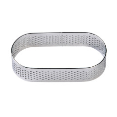 BrandNewCake Cake Ring Stainless Steel Oval Perforated 8x3.5x2cm
