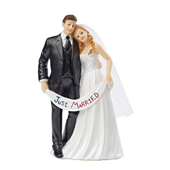 Cake topper Bridal Couple Just Married Polystone 13.5cm