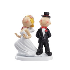 Cake topper Bride Couple On Dress Standing Comically Polystone 9cm