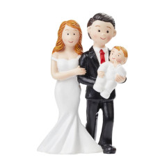 Cake topper Bridal Couple with Baby Polystone 8cm