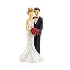 Cake topper Bridal Couple with Bouquet Polystone 16cm