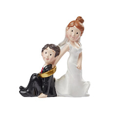 Cake topper Bridal Couple with Ring Polystone 8cm