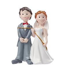 Cake topper Bridal Couple with Rope Polystone 8cm