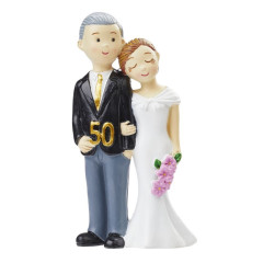Cake topper Golden Wedding Couple 50 Years Polystone 8.4cm