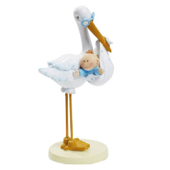 Cake topper Stork with Baby Blue 11cm