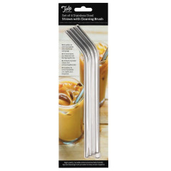 Tala Straws Stainless Steel with Brush Set/4