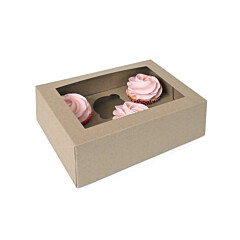 HoM Cupcake Box 6 Kraft (incl. tray with window) 2pcs.