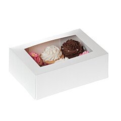 HoM Cupcake Box 6 White (incl. tray with window) 2pcs