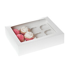 HoM Cupcake Box 12 White (incl. tray with window) 2pcs