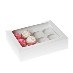 HoM Cupcake Box 12 White (incl. tray with window) 50pcs.
