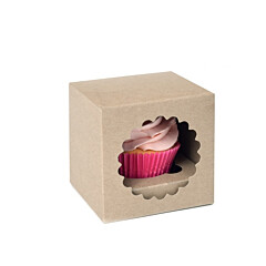 HoM Cupcake Box 1 Kraft (incl. tray with window) 100pcs.