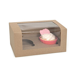 HoM Cupcake Box 2 Kraft (incl. tray with window) 100pcs.