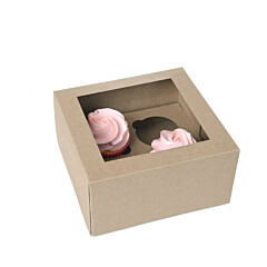 HoM Cupcake Box 4 Kraft (incl. tray with window) 100pcs.