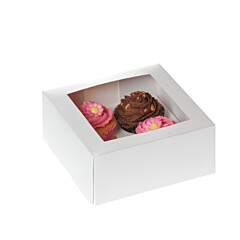 HoM Cupcake Box 4 White (incl. tray with window) 100pcs