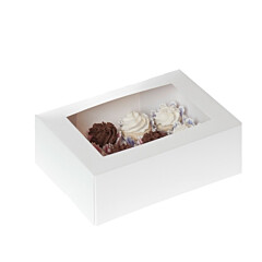 HoM Cupcake Box 12 MINI White (incl tray with window) 100pcs