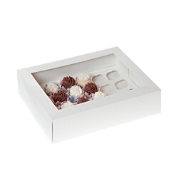 HoM Cupcake Box 24 MINI White (incl tray with window) 50pcs.