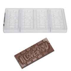 Chocolate mould Chocolate World Tablet I Love You (4x) 118x50mm