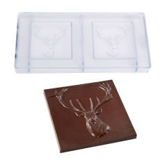 Chocolate mould Chocolate World Tablet Deer (2x) 8.5x8.5cm