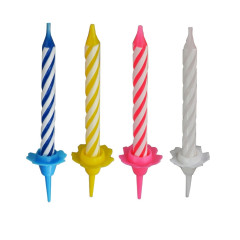 Cake candles with holder 324pcs. Coloured