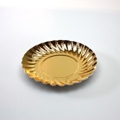 Pastry Plate Round Ribbed Gold Ø8.8cm 100pcs.