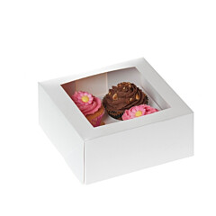 HoM Cupcake Box 4 White (incl. tray with window) 2pcs.