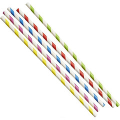 Drinking Straws Paper Striped Ø6x23cm 100pcs.