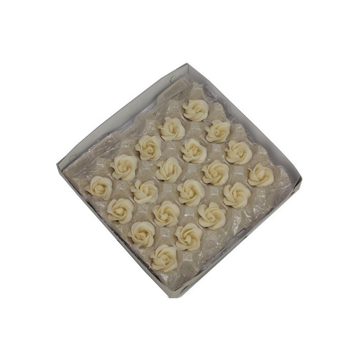 Marzipan roses 5 leaves 35mm 20 pieces, White Luxury