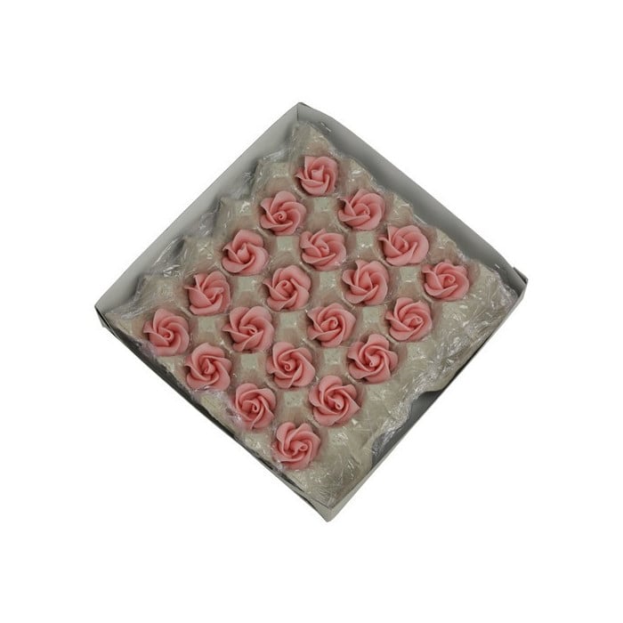 Marzipan roses 6 leaves 40mm 20 pieces, Pink Luxe