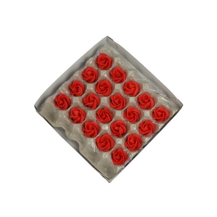 Marzipan roses 6 leaves 40mm 20 pieces, Red Luxury