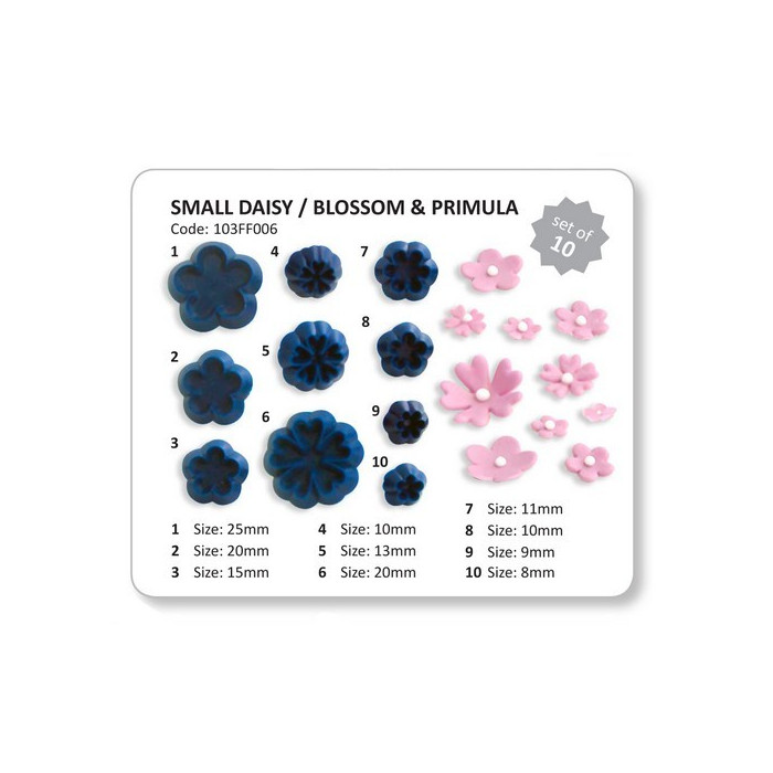 Small daisy/ blossom & primula JEM, set of 10