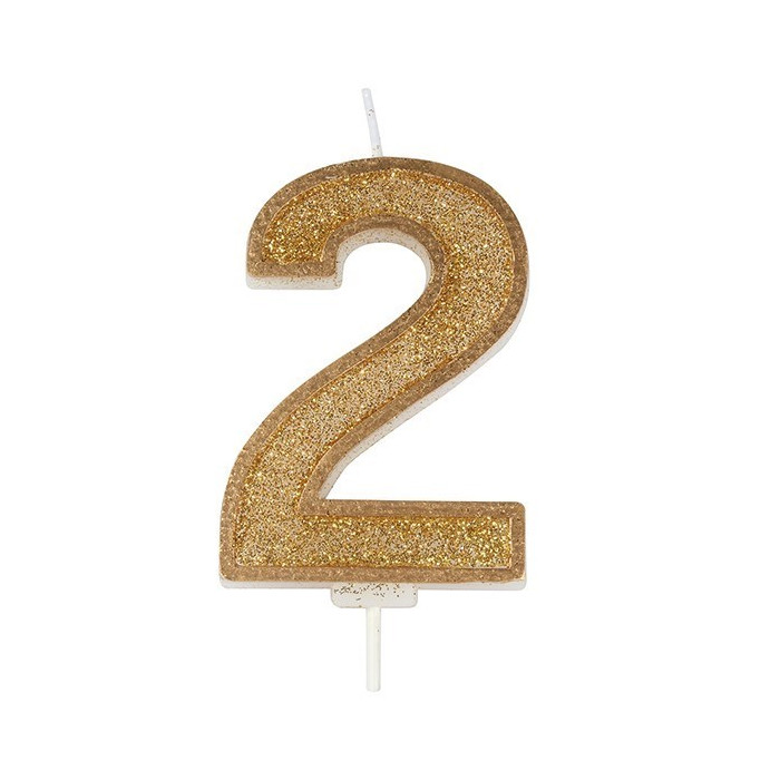 Culpitt Number candle #2 Gold with Glitter