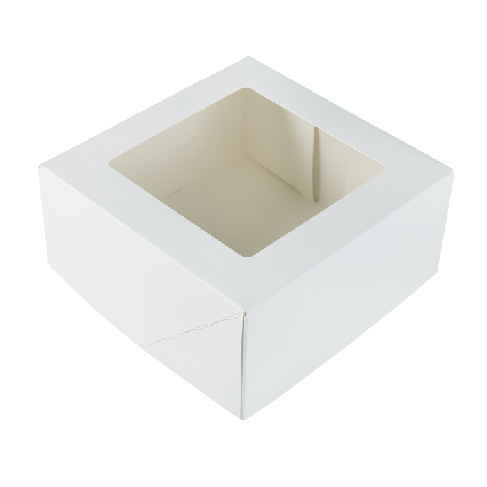 Cake box with window 19x19x9cm. White 3pcs