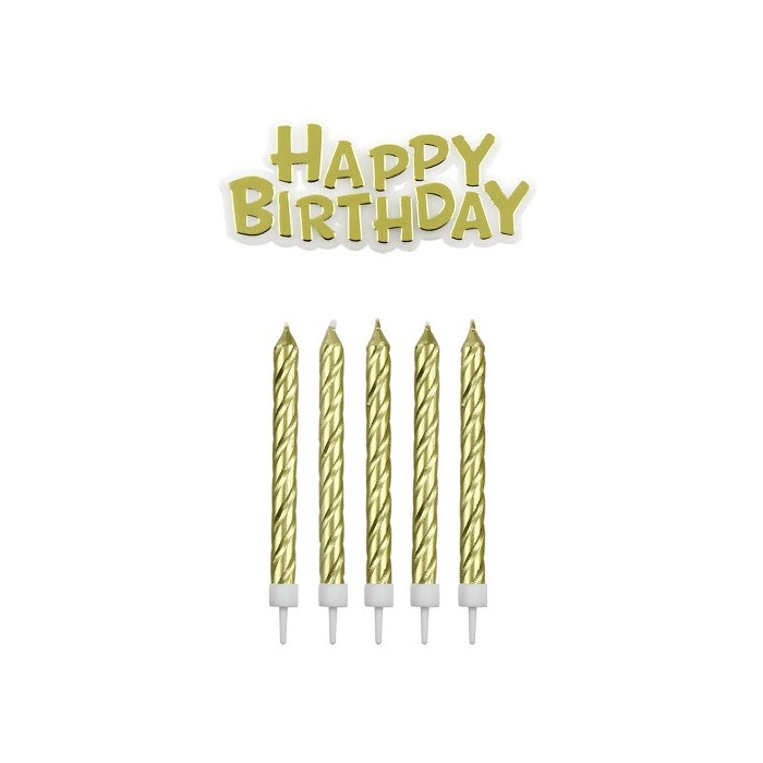 PME Cake Candles Happy Birthday Gold set/17