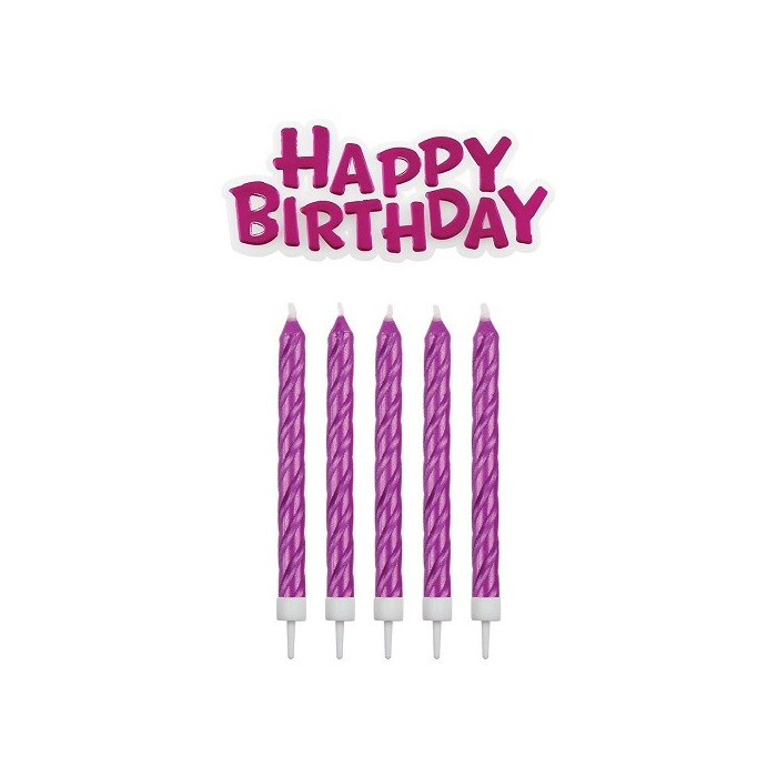 PME Cake Candles Happy Birthday Pink set/17