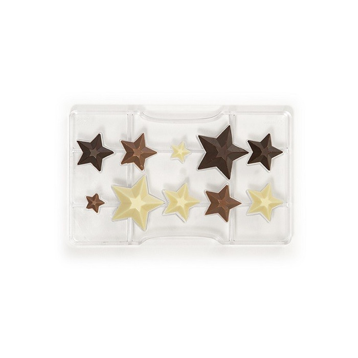 Chocolate mould Stars (10x) 2.0-3.5-5.0x4.2 cm