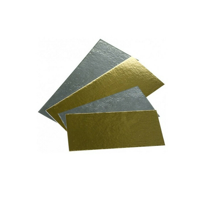 Cake Cardboard Gold/Silver Rectangle 15.5 x 7.5 cm per piece