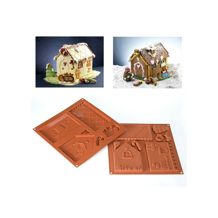 Silikomart Chocolate Mould Set Cookie House 180x115 h160mm set/2