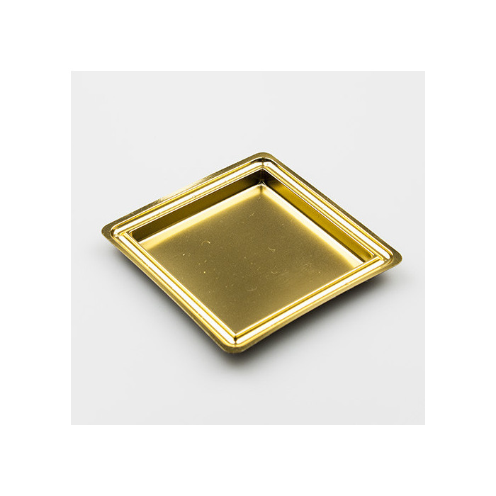 Cake dish plastic Square Gold 88mm